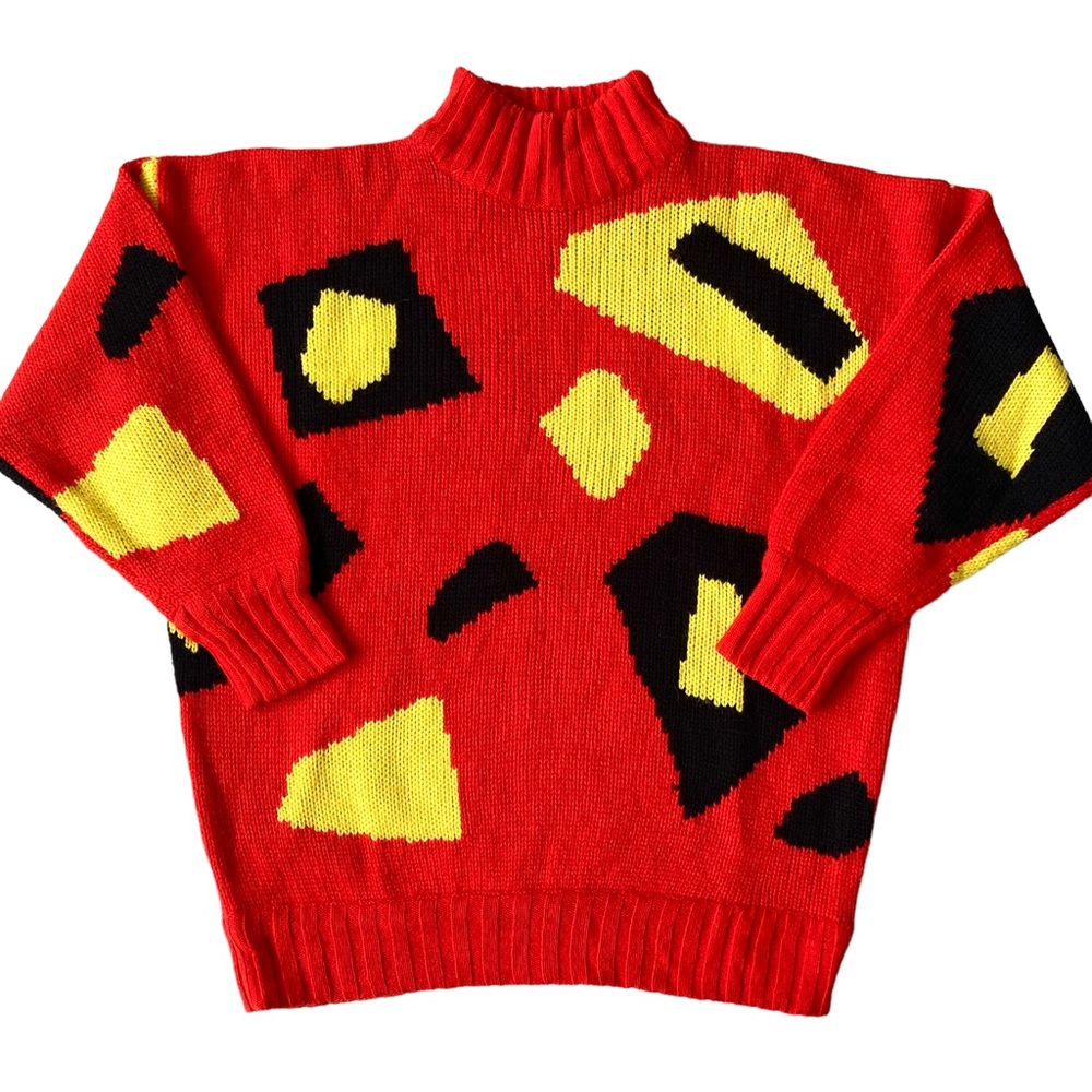 Vintage 80s Esprit Dinosaur Spotted Knit Sweater ⭐️